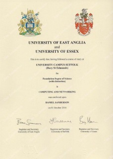 FDSc Computing & Networking Degree Certificate
