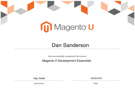 Magento 2: Development Essentials Instructor Led Course Completion Certificate